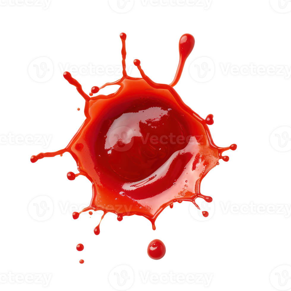 Ketchup splash top view isolate on transparency background png