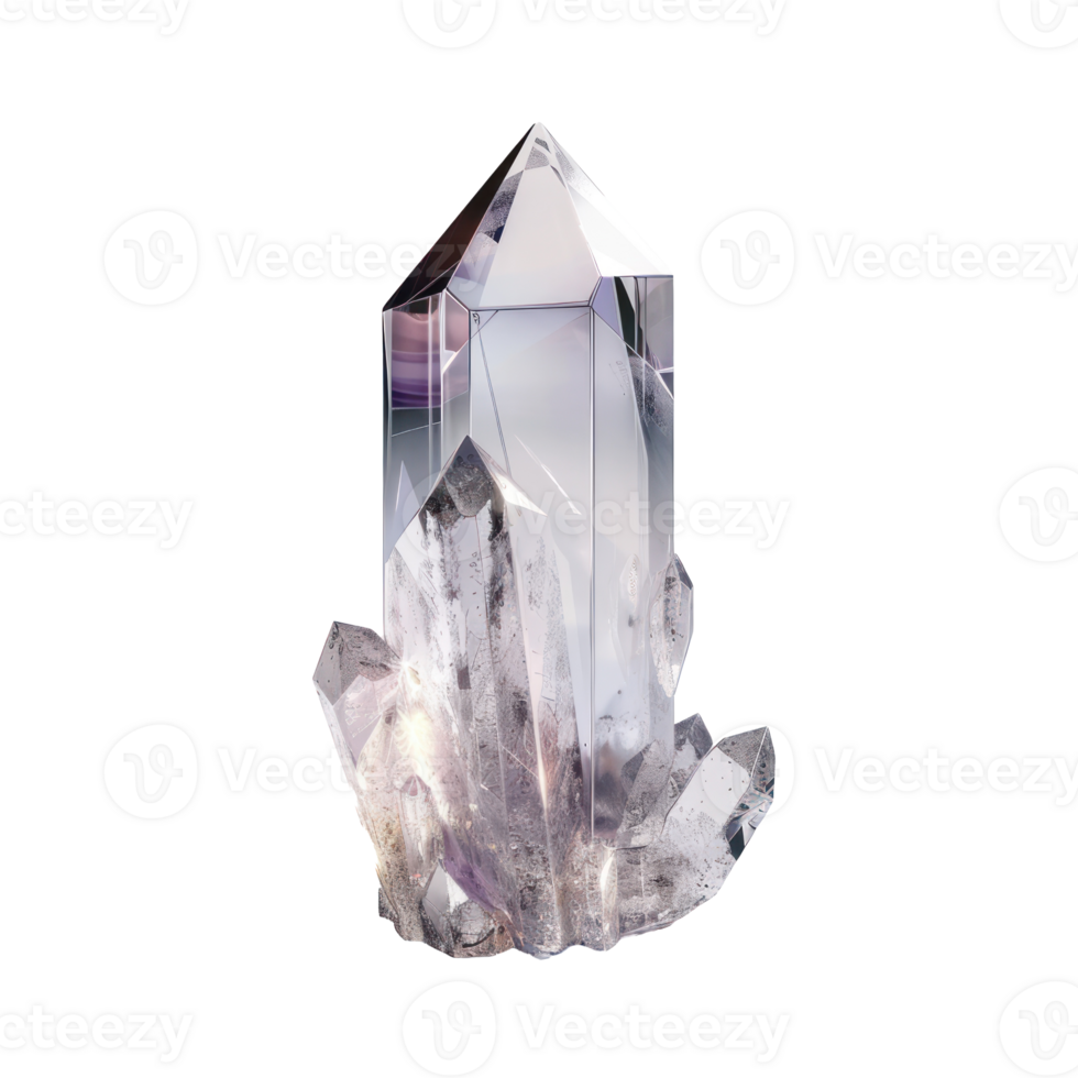 Beautiful crystal 3d rendering side view isolate on transparency background png