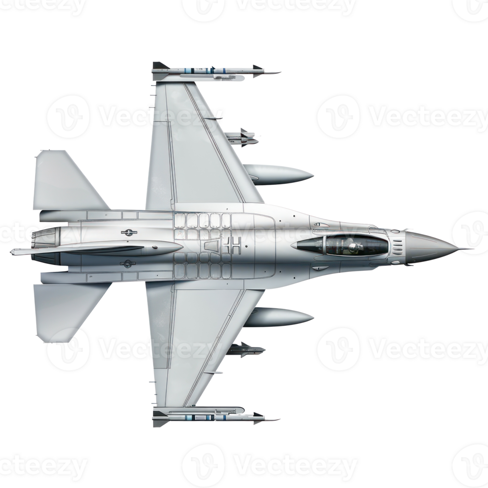 Fighter jet side view full length isolate on transparency background png