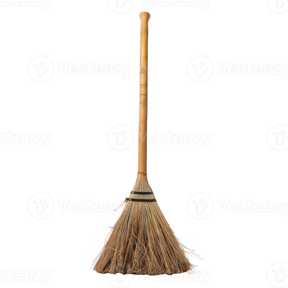 Broom front view full length isolate on transparency background png