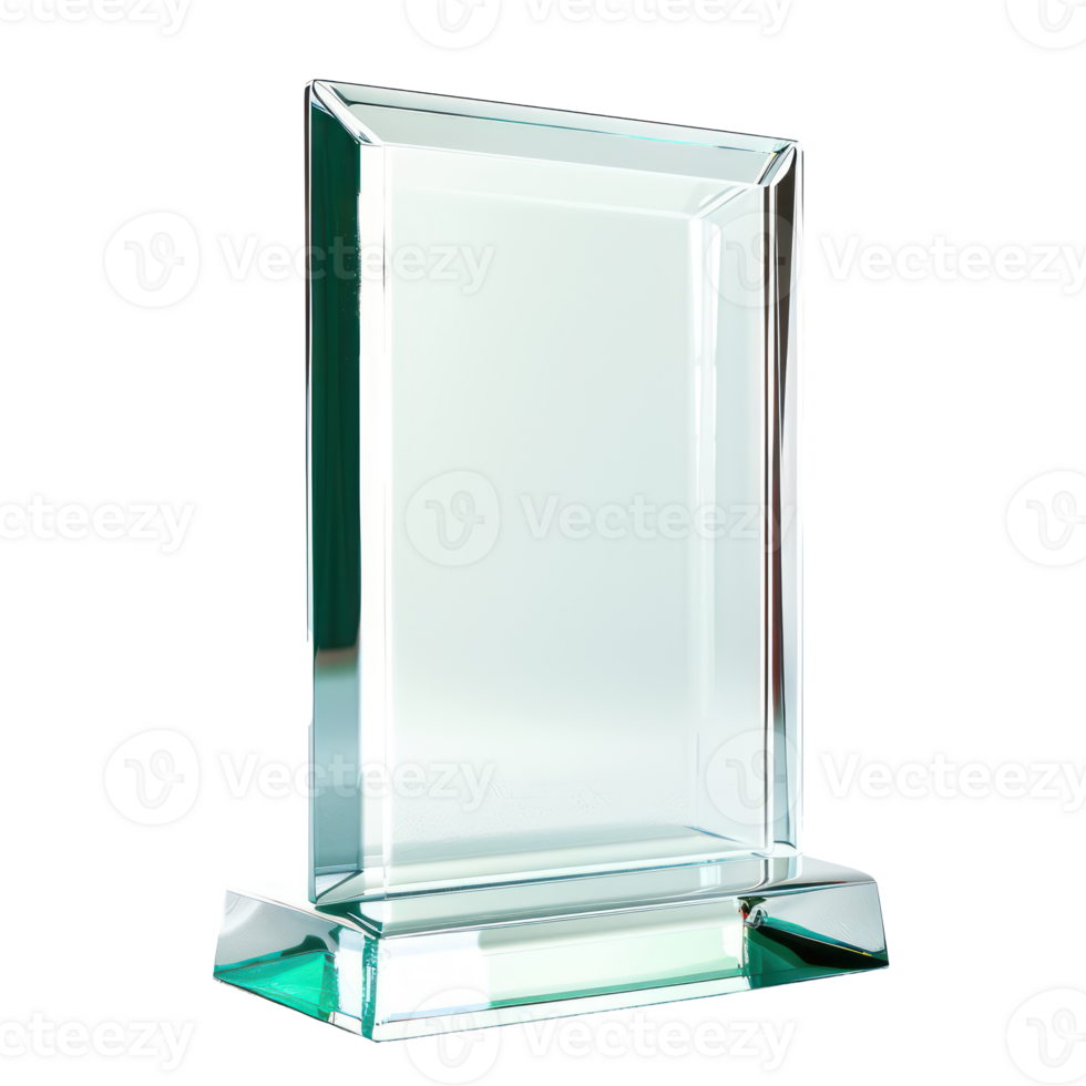 Blank glass trophy crystal front view isolate on transparency background png