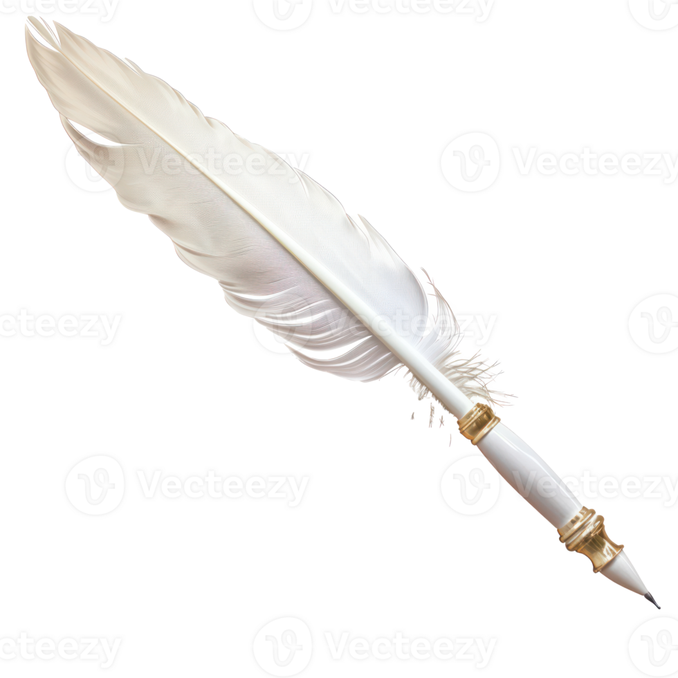 white quill pen isolate on transparency background png