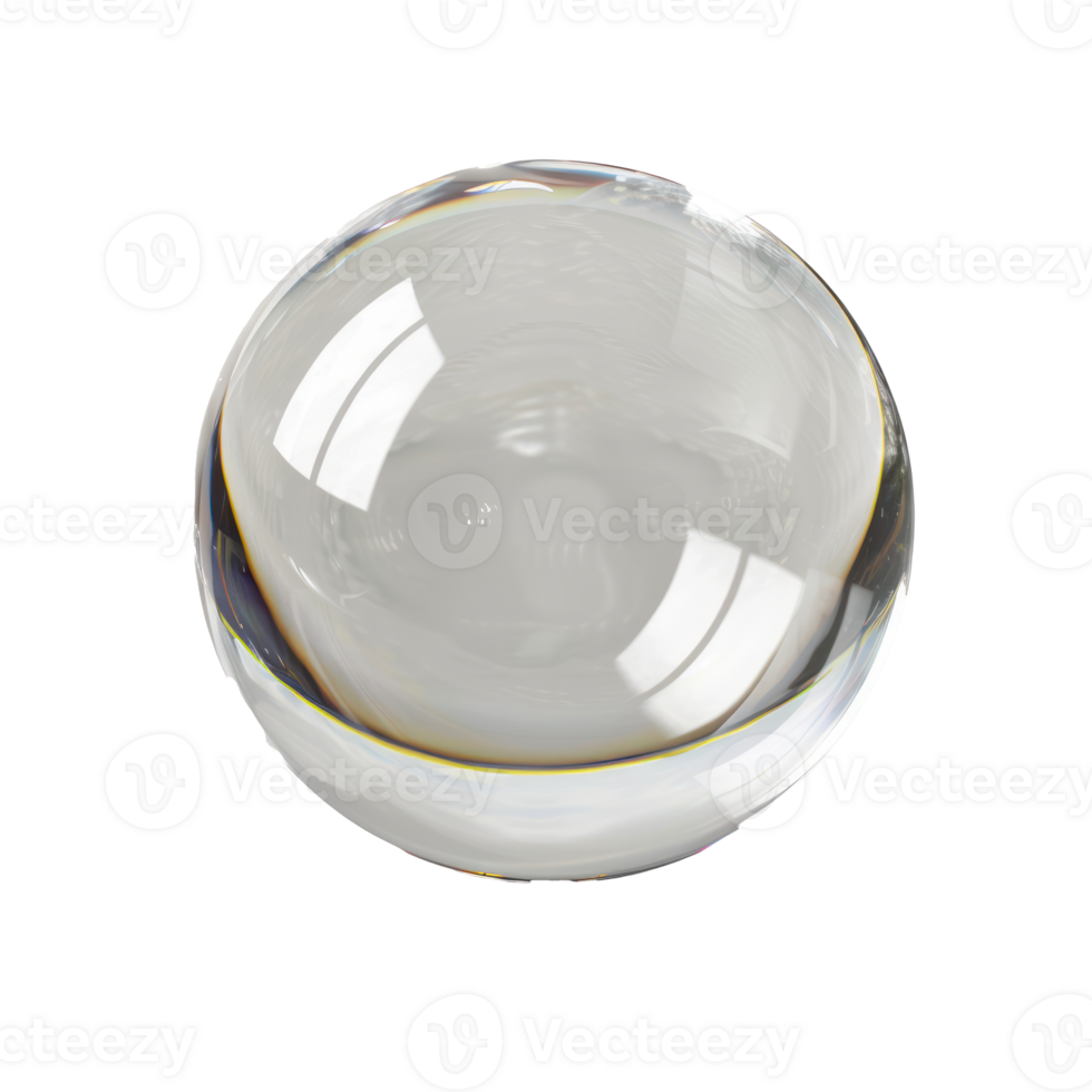floated round glass ball isolate on transparency background png