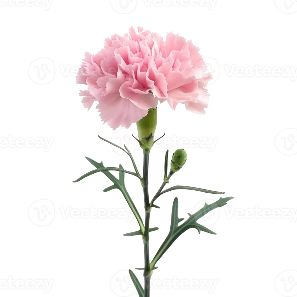 Carnation flower front view full length isolate on transparency background png