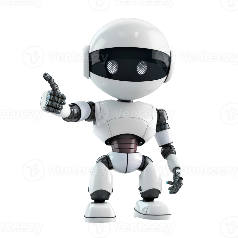 süß Roboter zeigen beim ein Raum isolieren auf Transparenz Hintergrund png