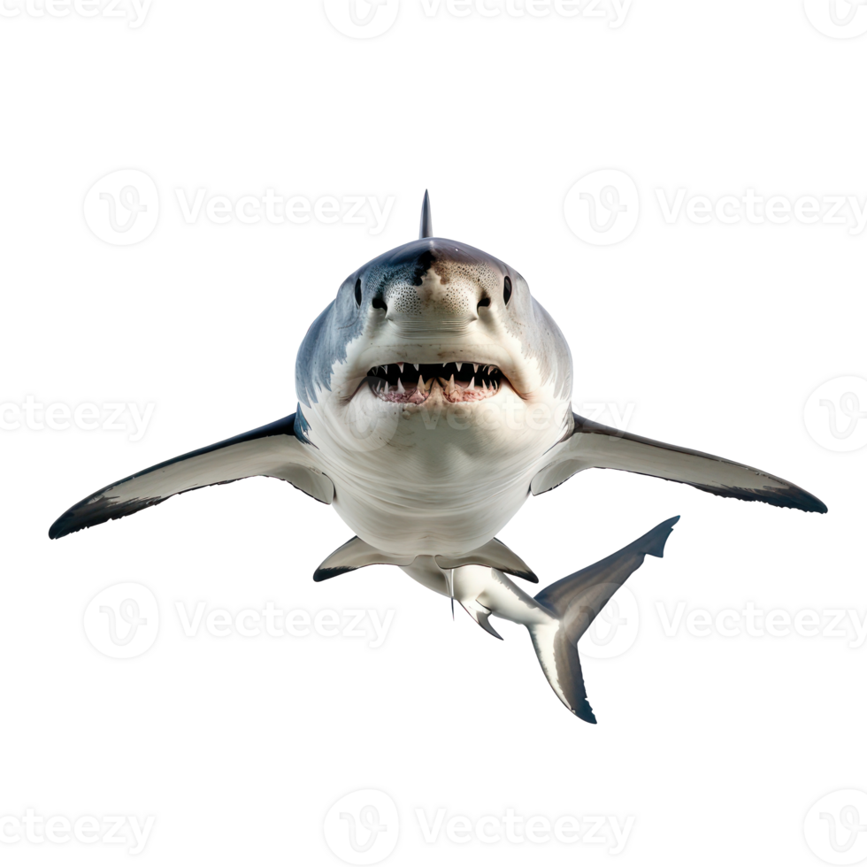 Shark front view full body isolate on transparency background png