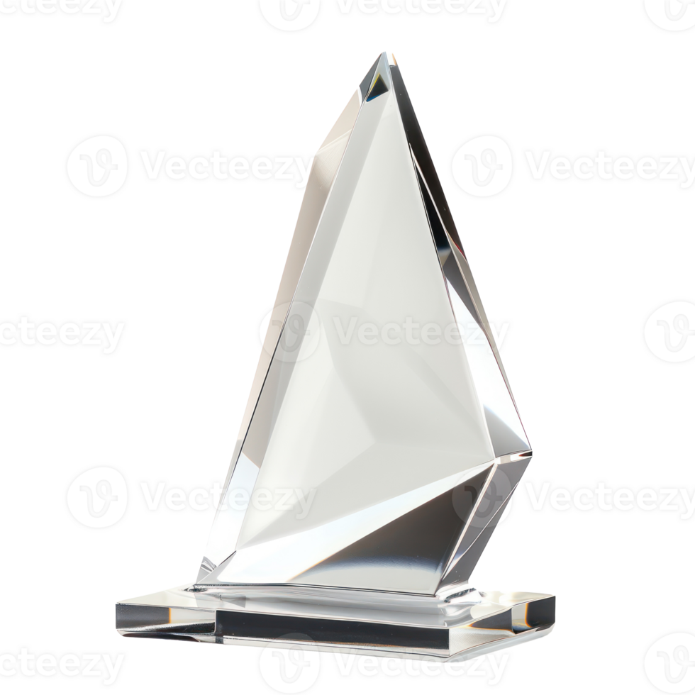 Blank arrow shape glass trophy crystal side view isolate on transparency background png