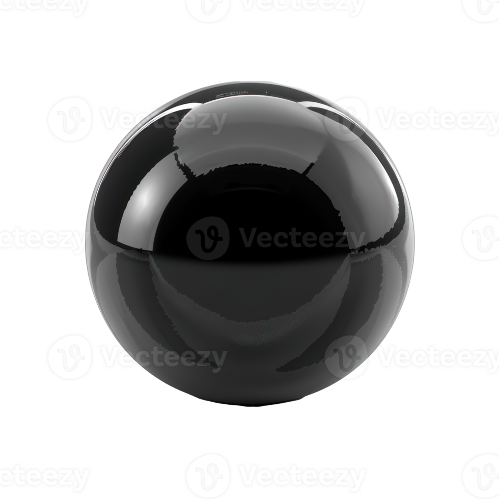floated round black ball isolate on transparency background png