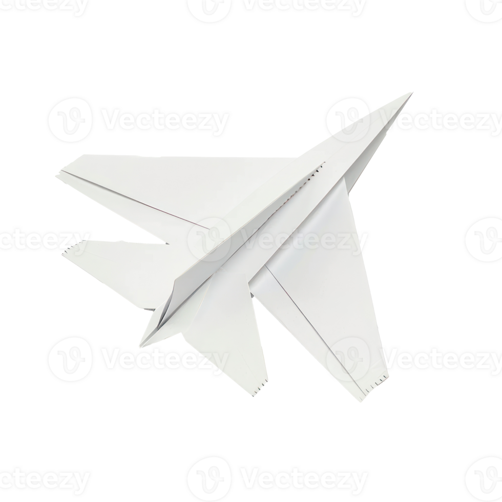 floated Paper white airplane isolate on transparency background png