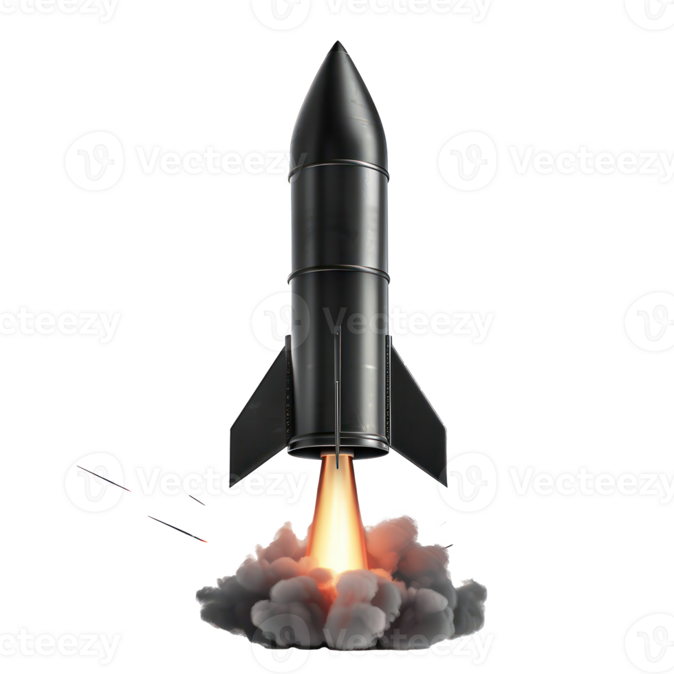 A missile with a warhead isolate on transparency background png