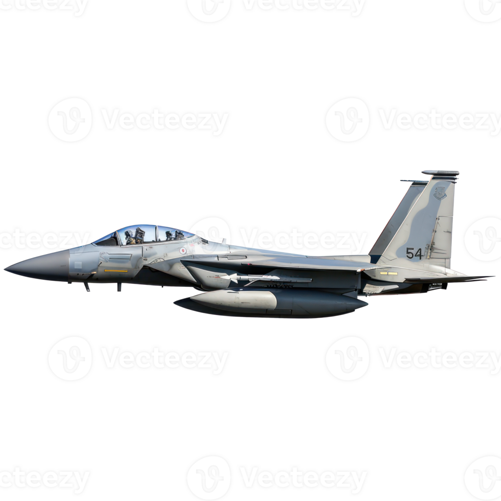 Fighter jet side view full length isolate on transparency background png