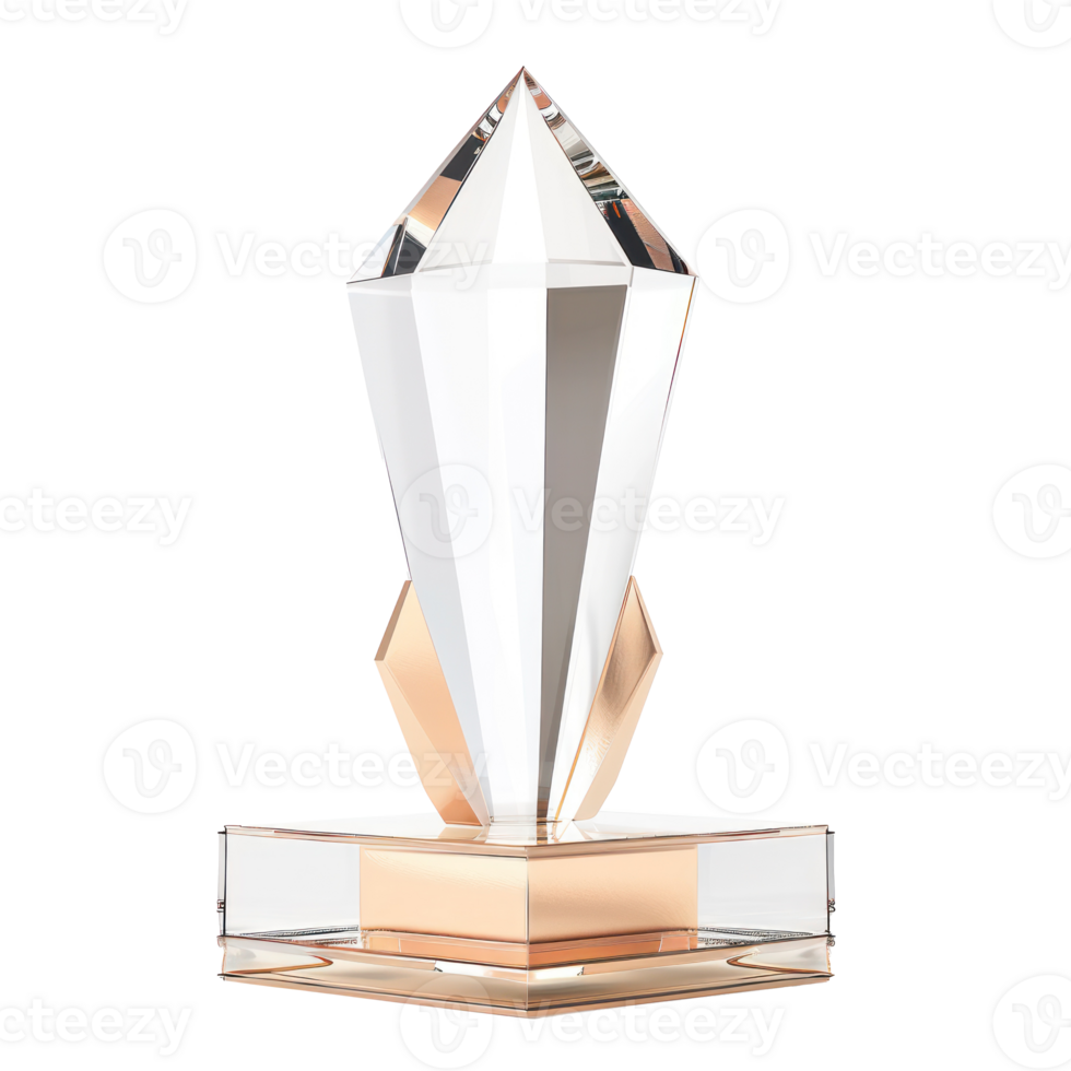 Blank arrow shape glass trophy crystal front view isolate on transparency background png