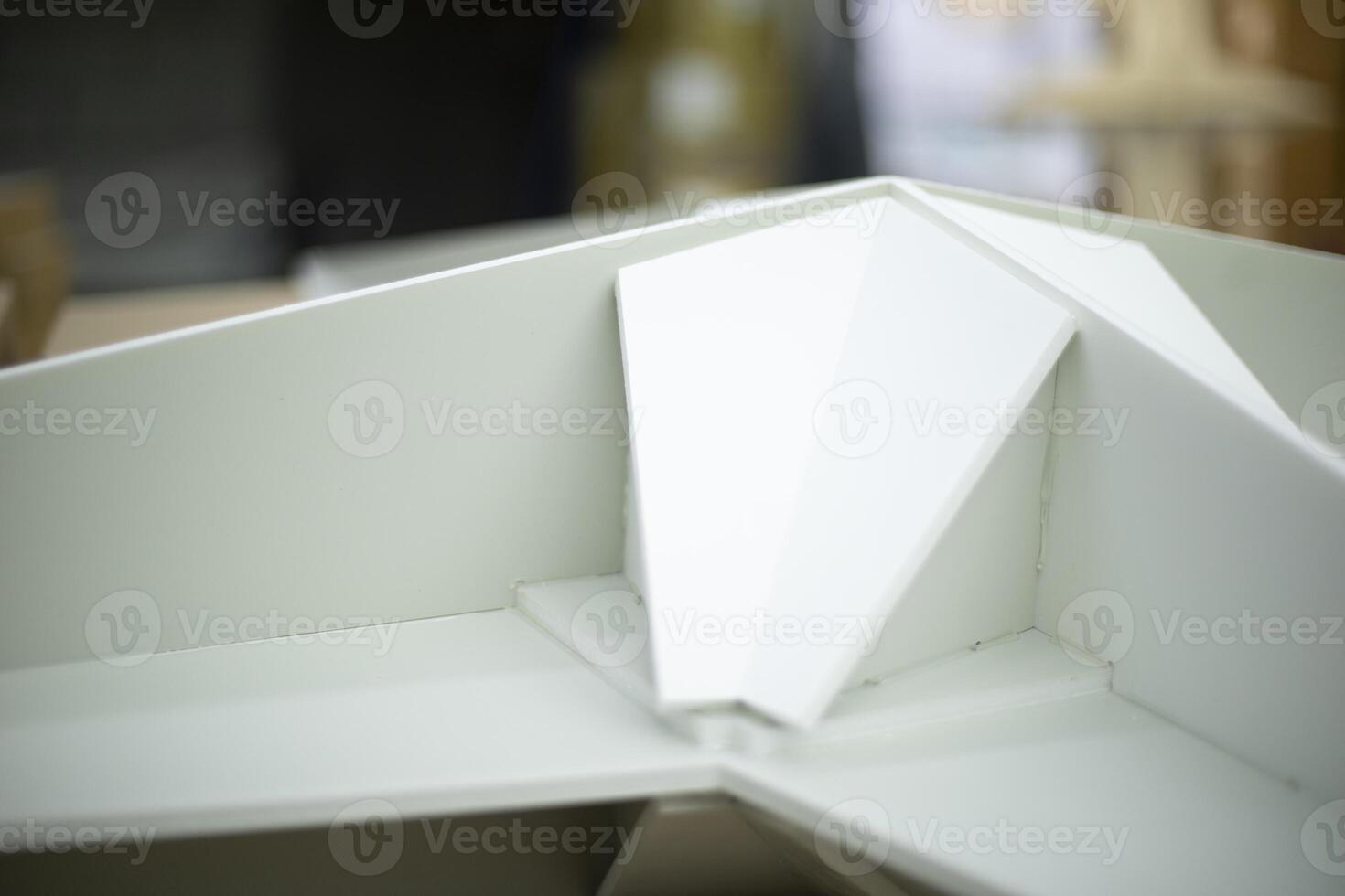 Item in the workshop. Creation of scenery. White star on the table. photo