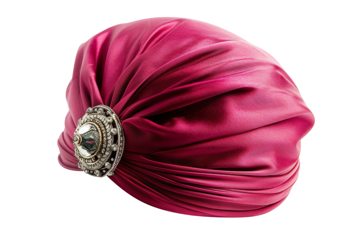 Pink Satin Turban with Ornate Jewel png