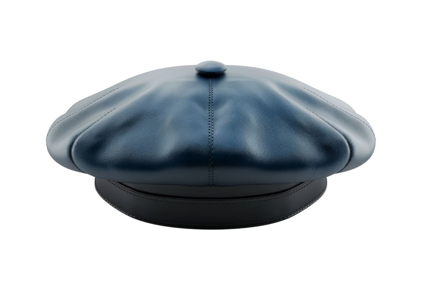 Blue Leather Newsboy Cap png