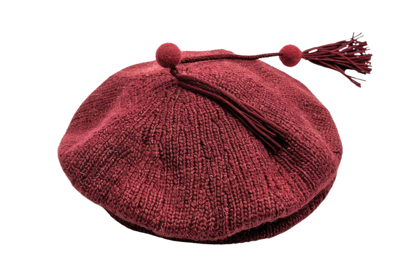 Red Knitted Beret with Tassels png