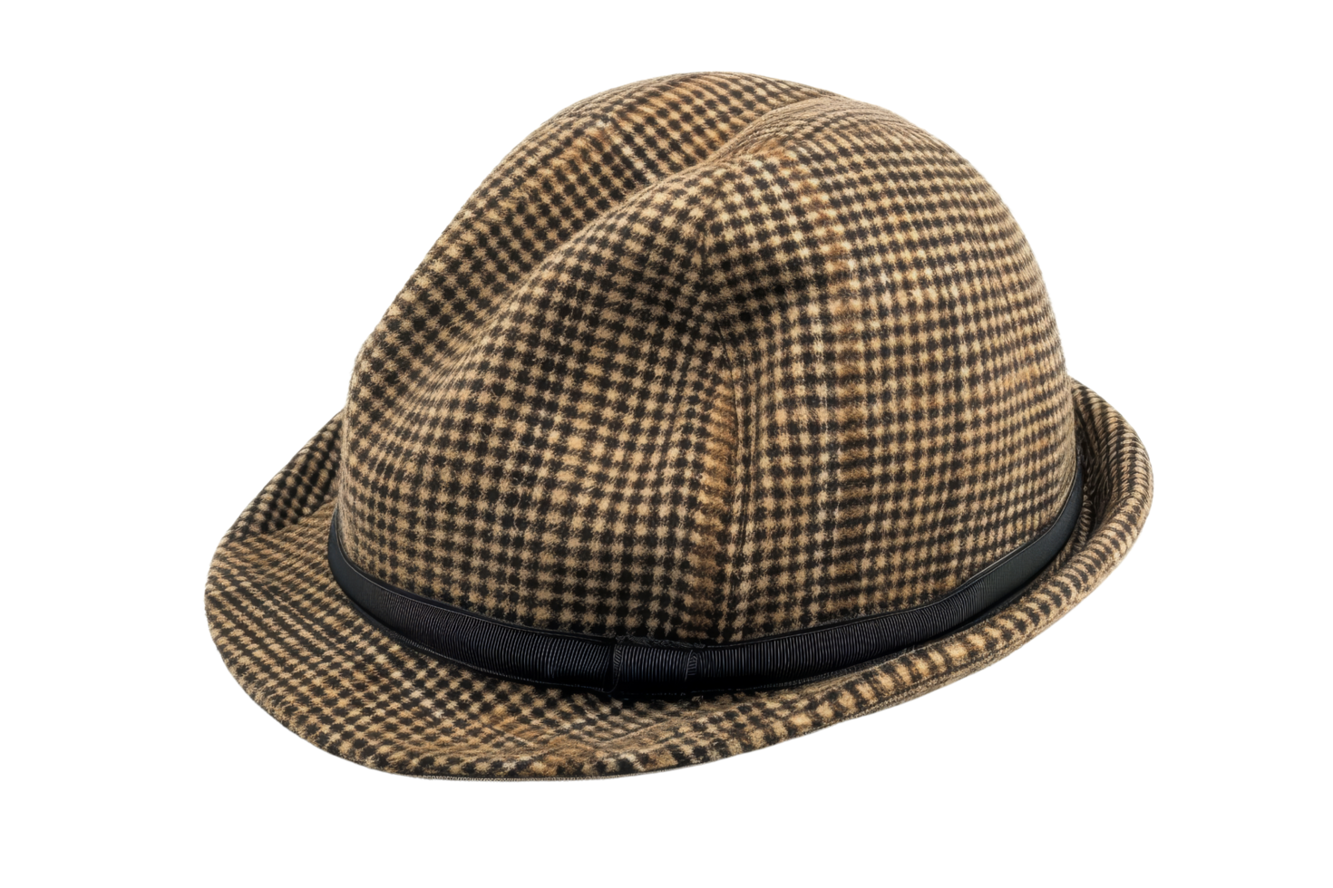 Brown and Black Checkered Hat png