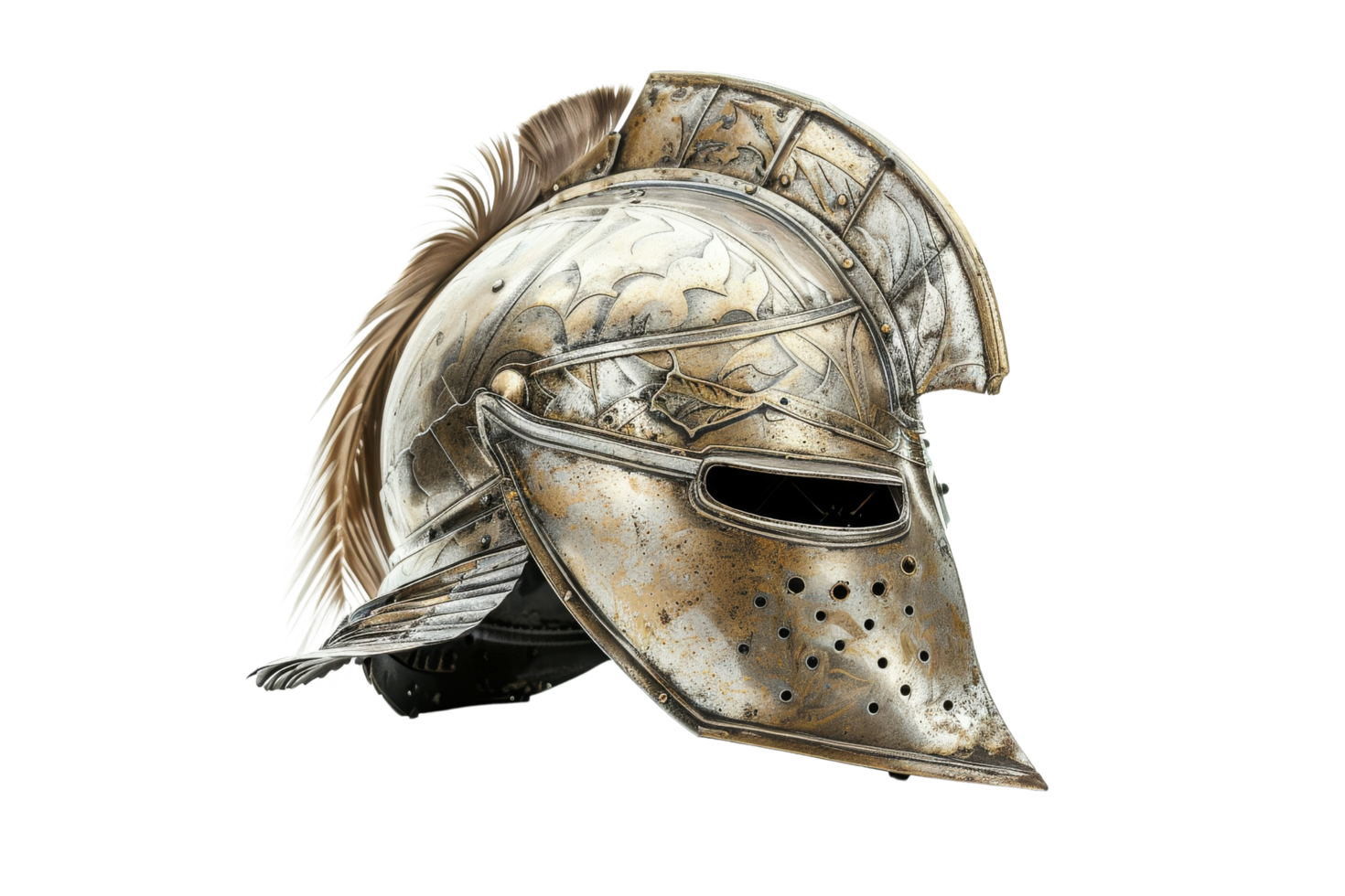 Medieval Knight Helmet with Feather png