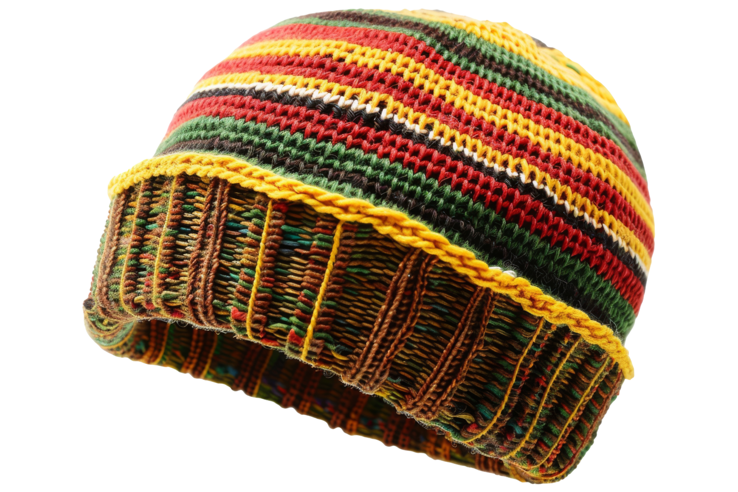Colorful Knitted Beanie Hat png
