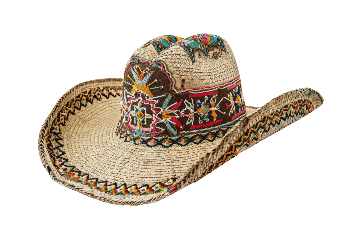 Embroidered Mexican Straw Hat png
