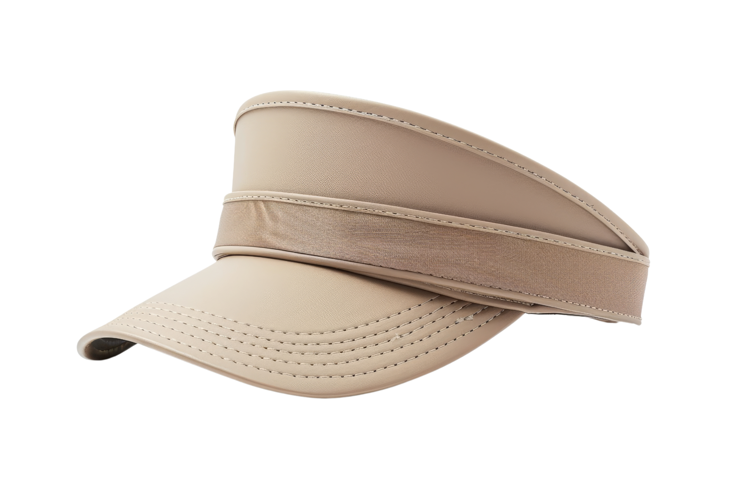 Beige Leather Visor Hat png