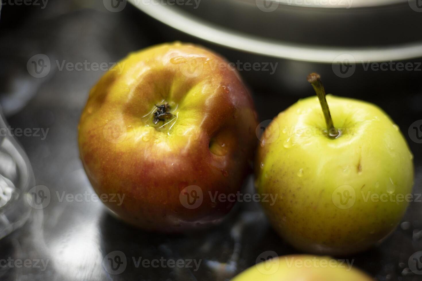 Apples on the table. Apples for pie. Healthy food. photo