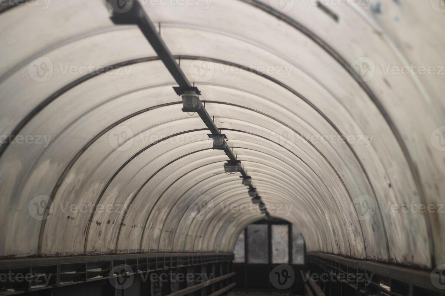 Plastic Dome. Tunnel Details. Spherical roof of the bridge. photo