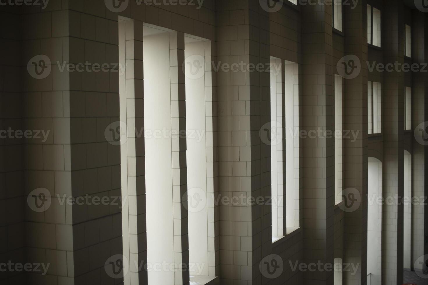Window openings in the building. Monumental architecture. Large building. photo