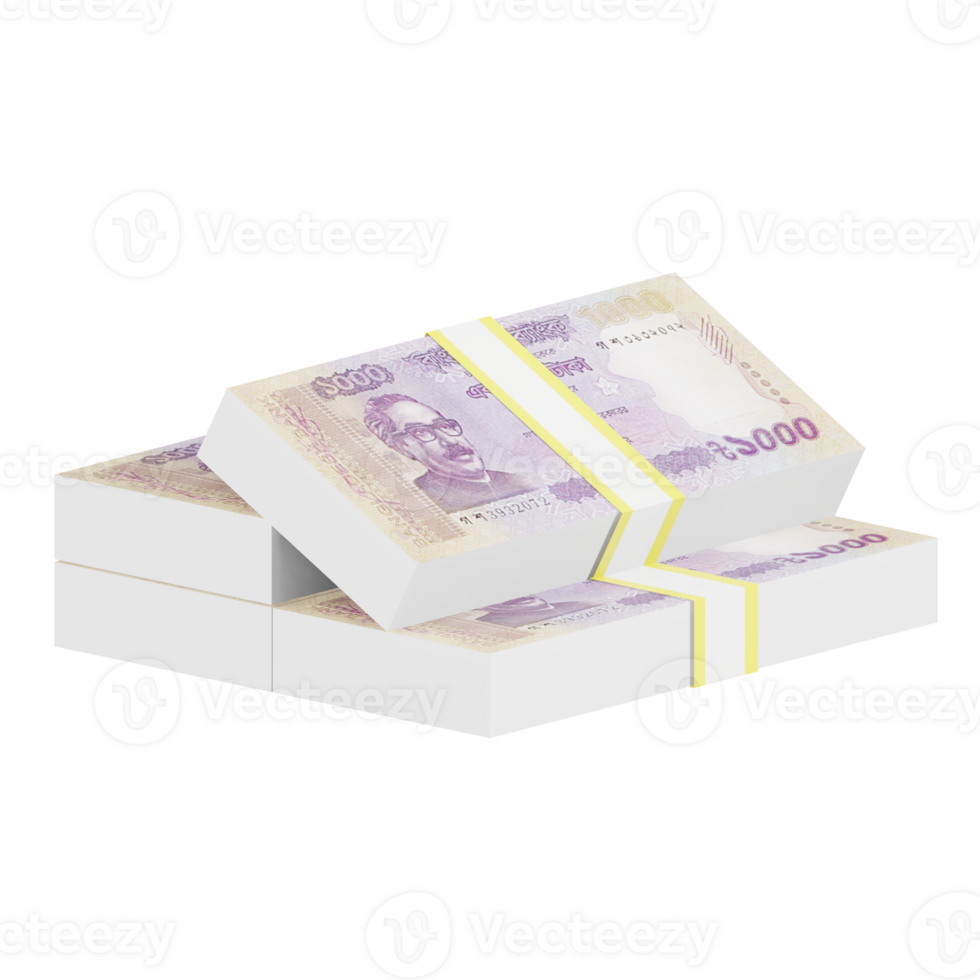 Stacks of Bangladeshi Taka bills represent wealth and prosperity. png