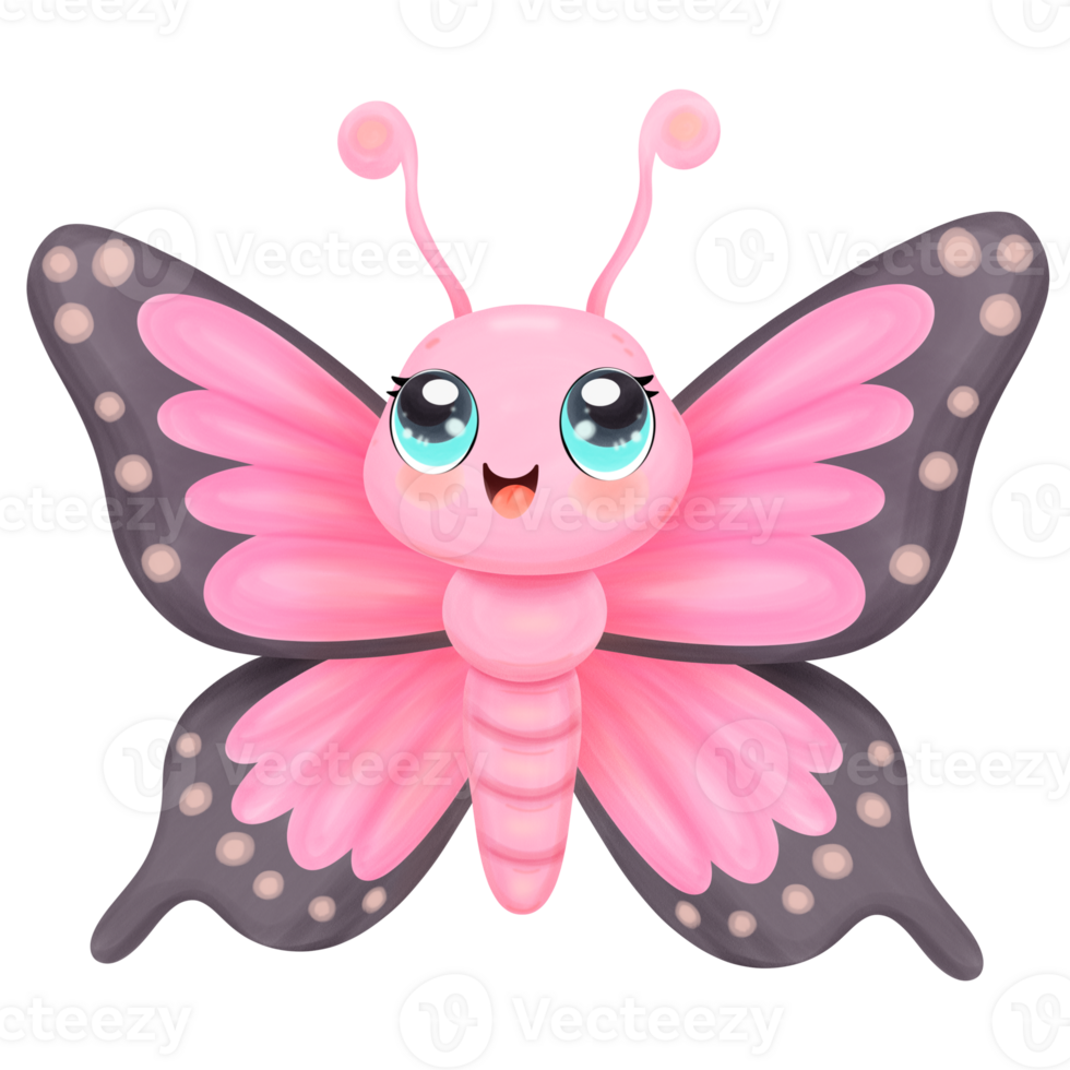 pink cartoon butterfly png