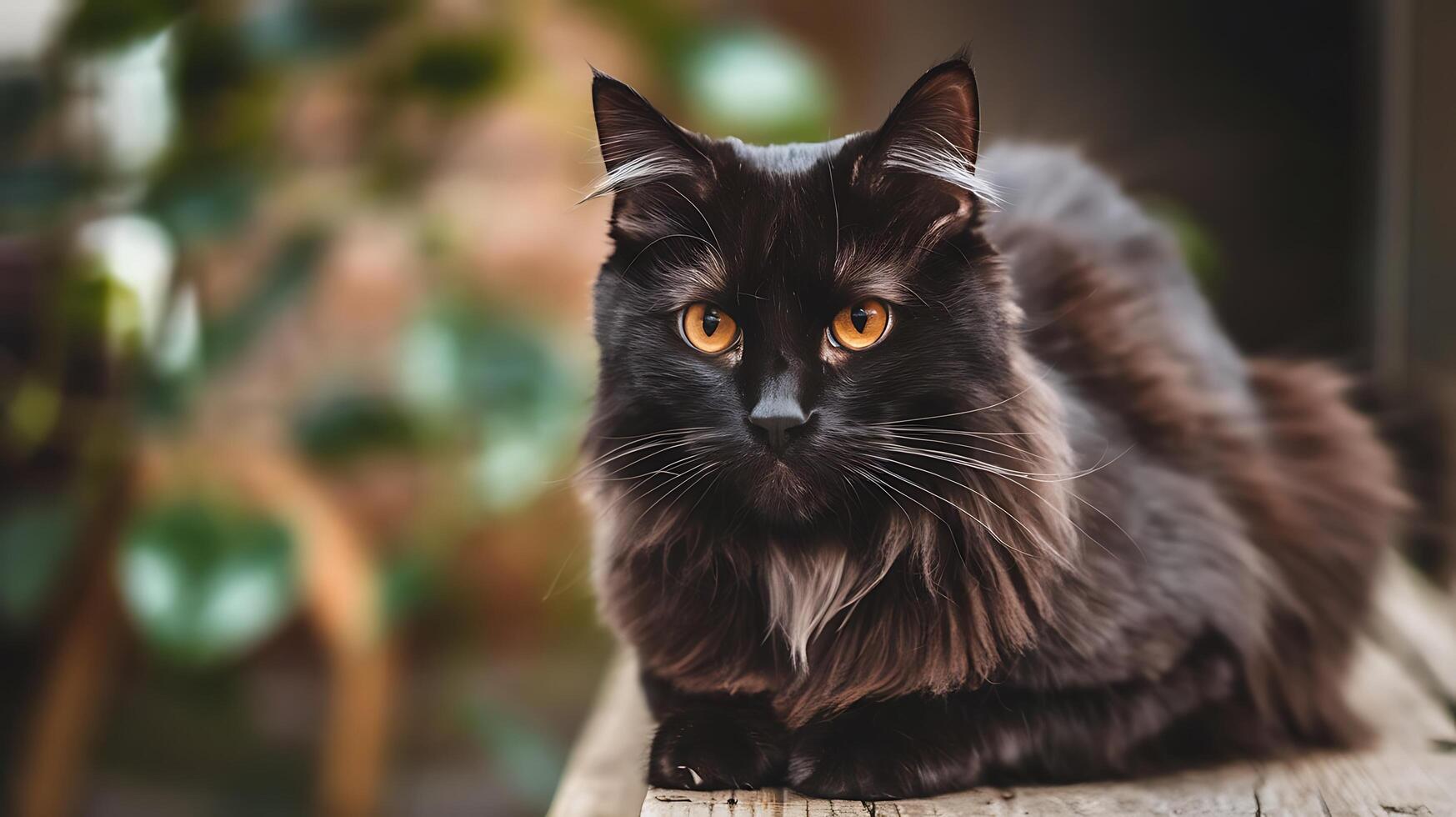 A Black Cat With Orange Eyes photo