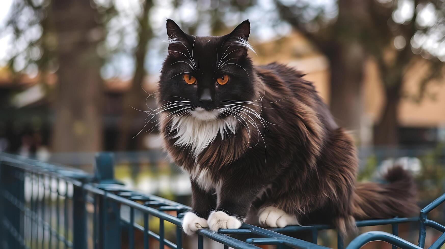 A Black Cat With Orange Eyes photo