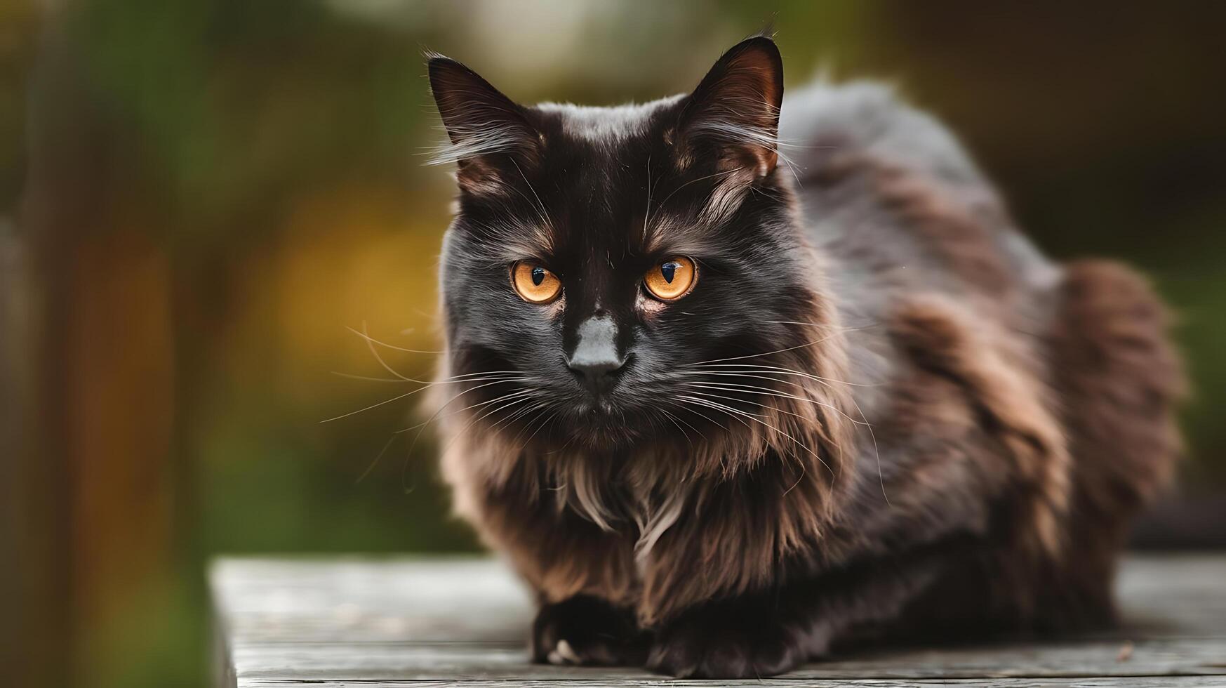 A Black Cat With Orange Eyes photo