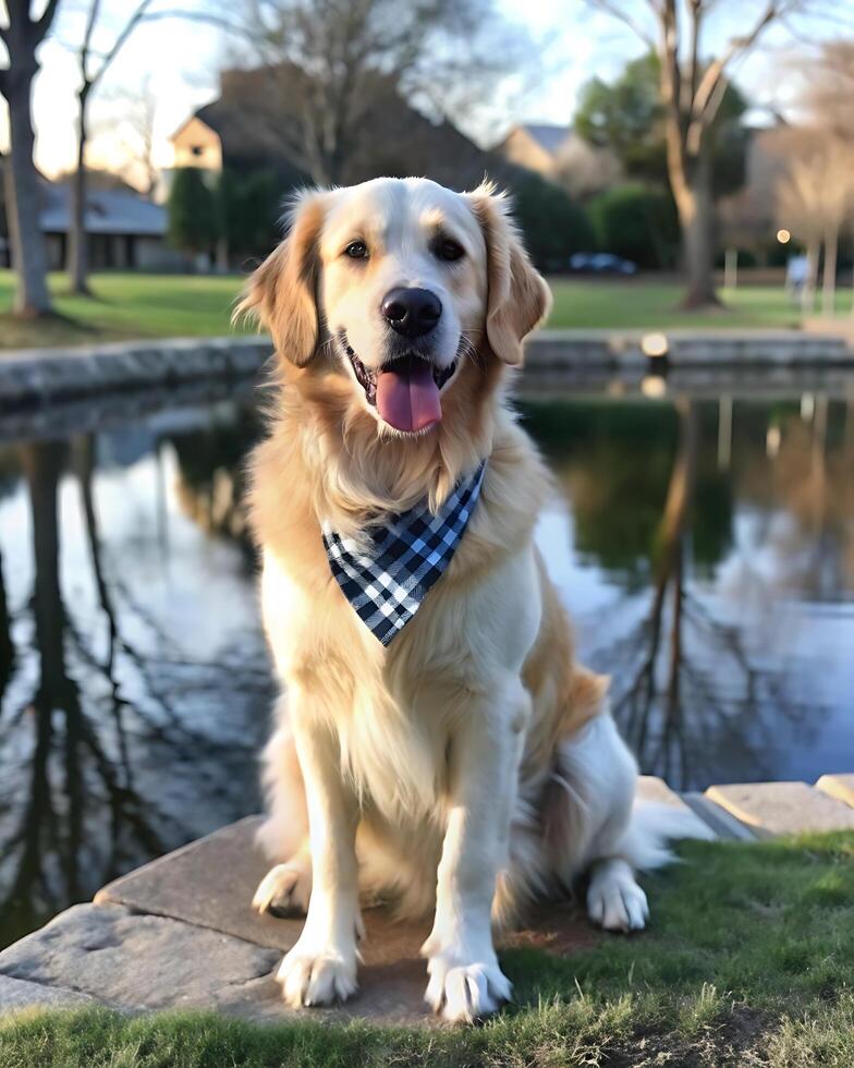 Adorable Golden Retriever at Outdoor photo