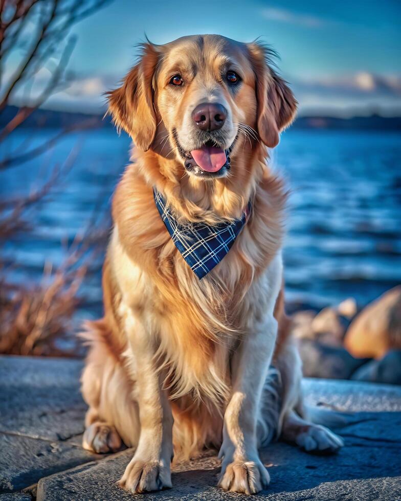 Adorable Golden Retriever at Outdoor photo