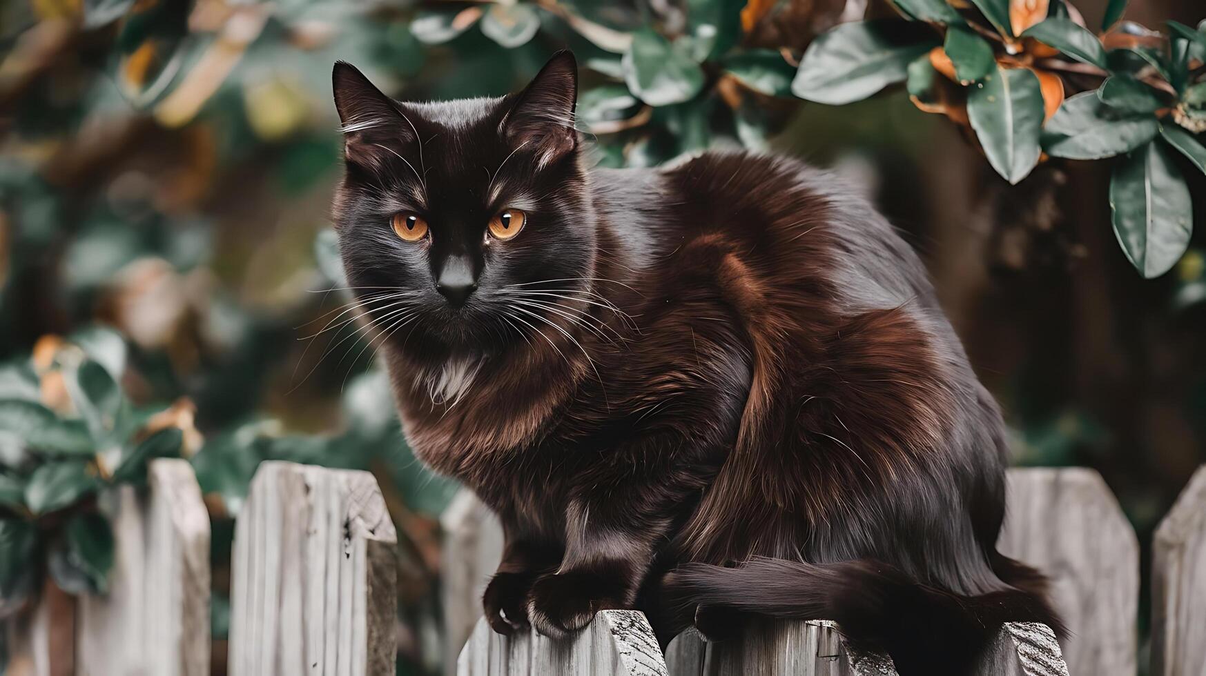 A Black Cat With Orange Eyes photo