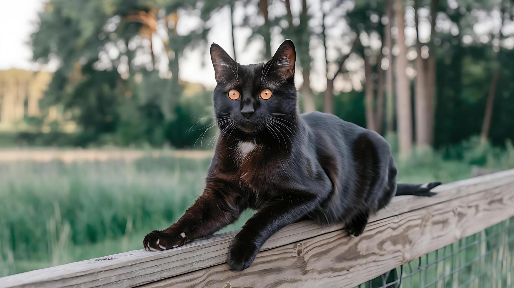 A Black Cat With Orange Eyes photo