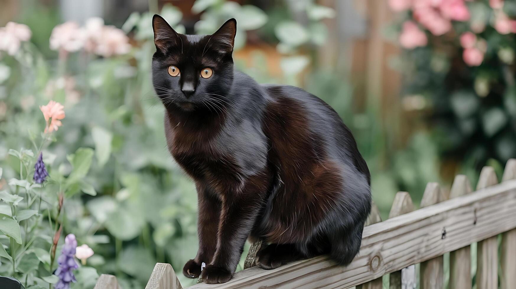 A Black Cat With Orange Eyes photo