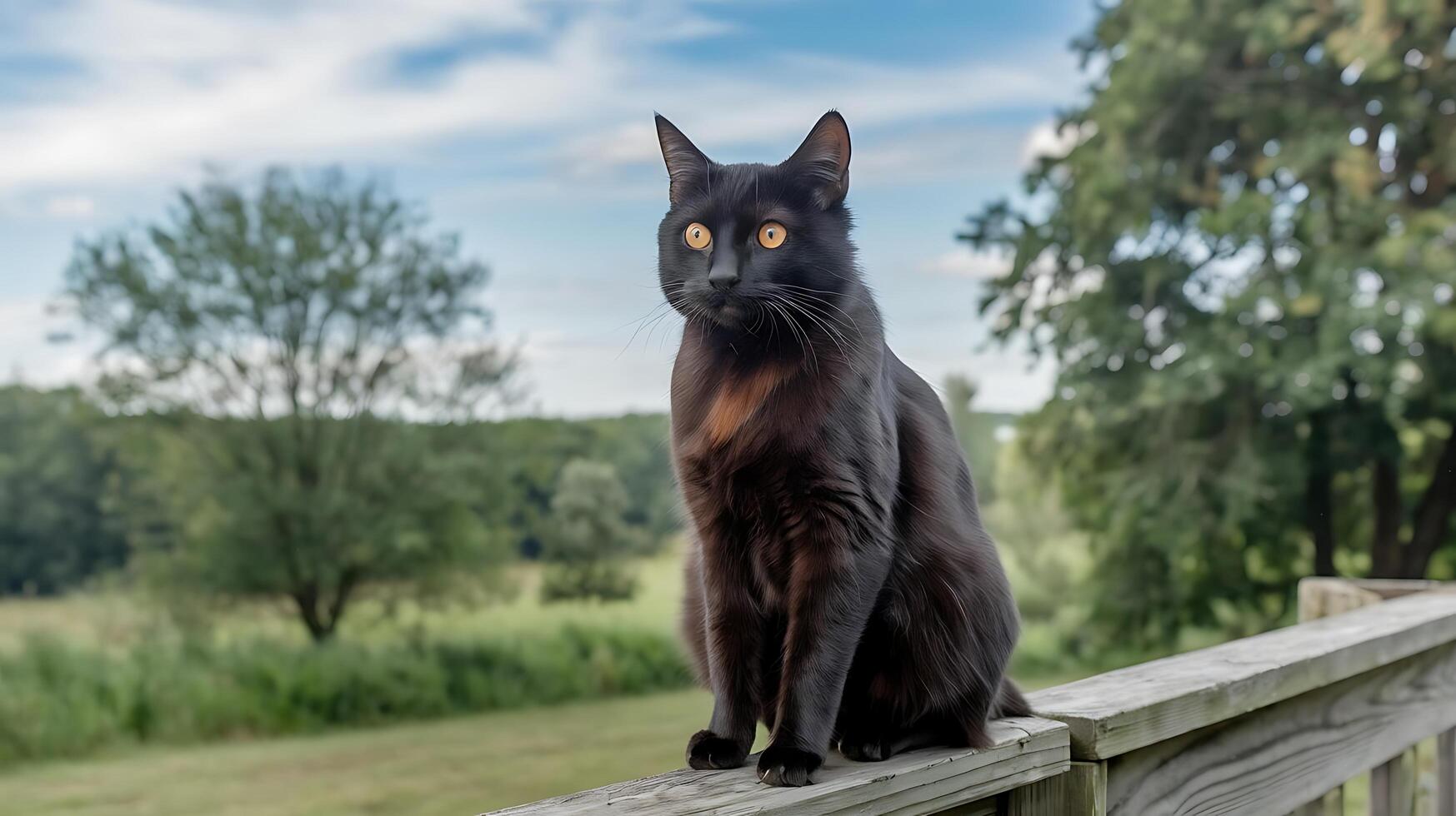 A Black Cat With Orange Eyes photo