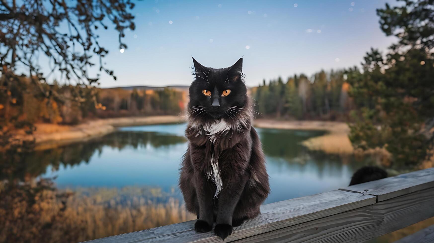 A Black Cat With Orange Eyes photo