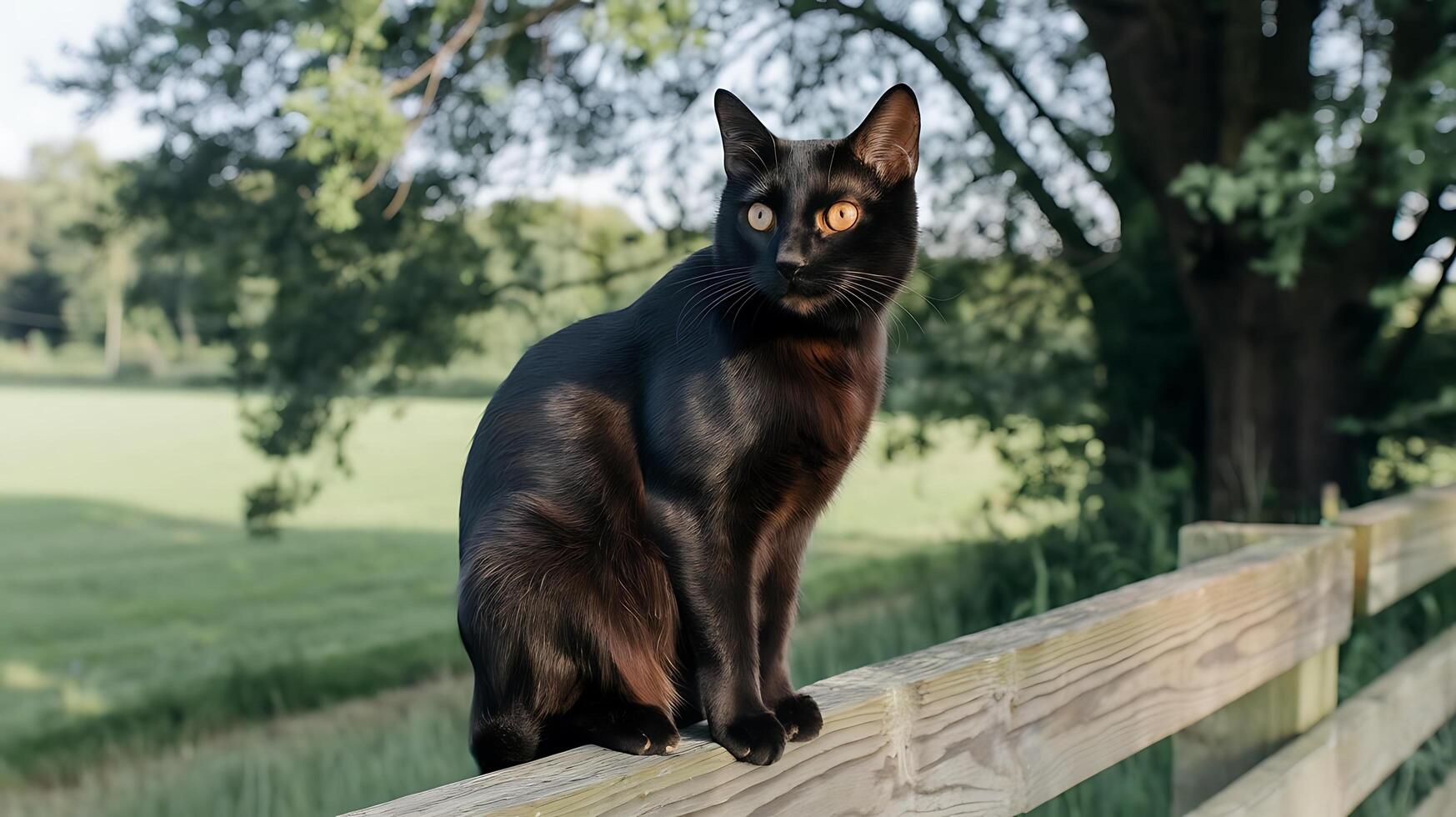 A Black Cat With Orange Eyes photo