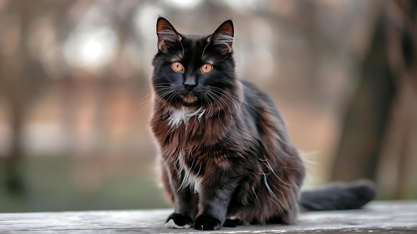 A Black Cat With Orange Eyes photo
