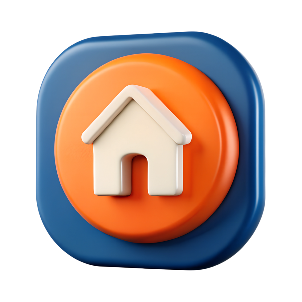 3D home icon on transparant background png