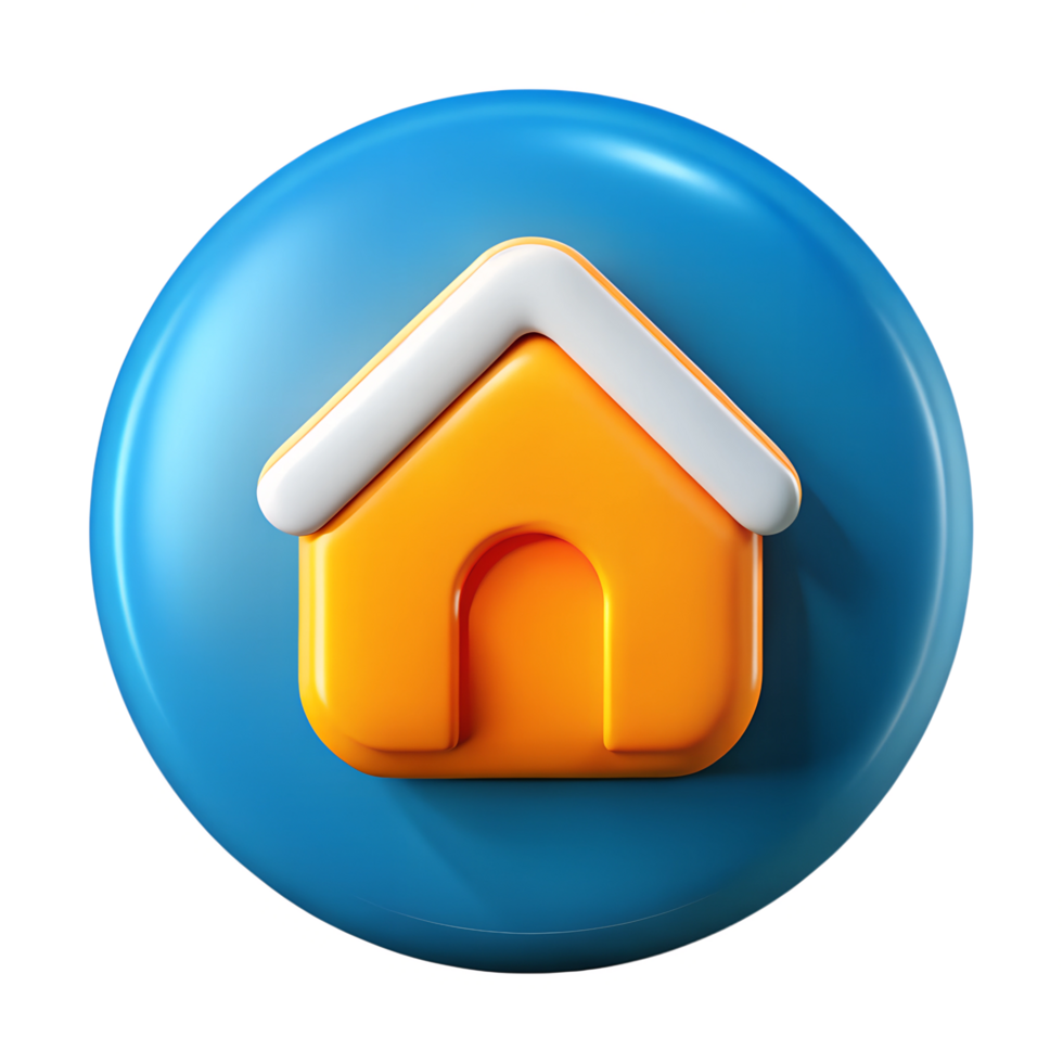 3D home icon on transparant background png