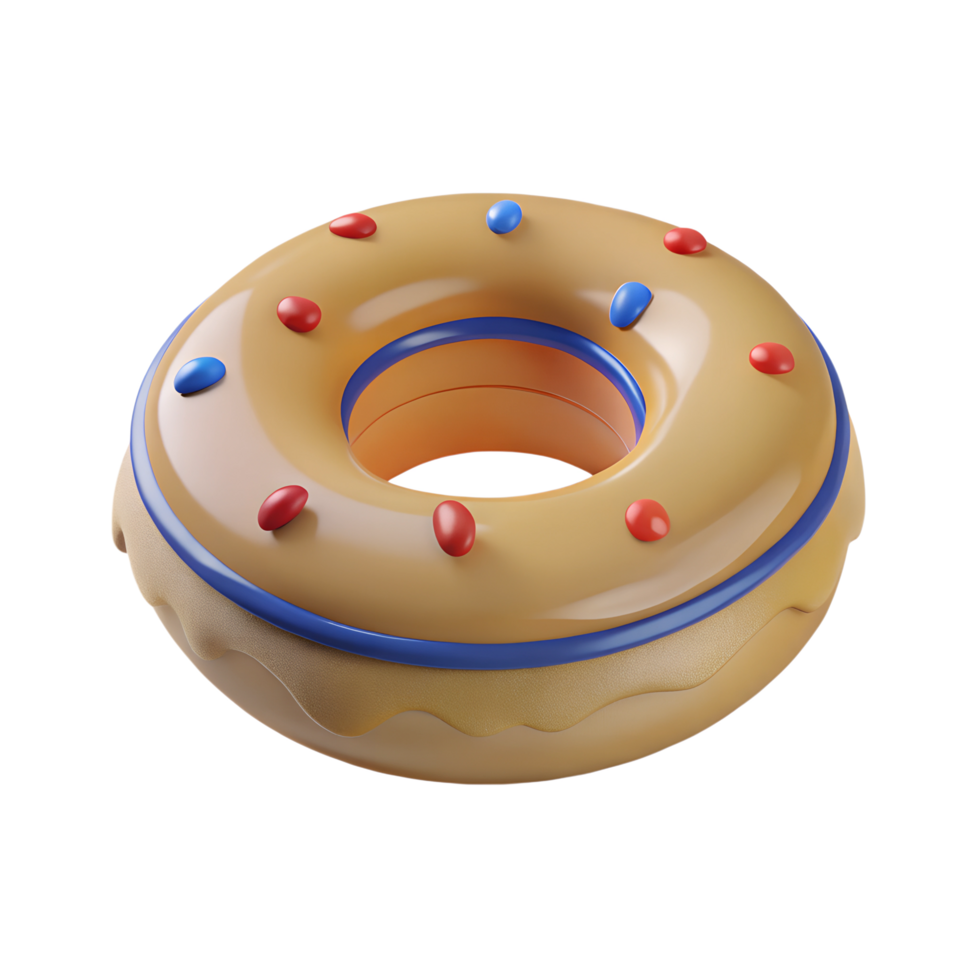 A 3D rendered donut with colorful sprinkles on a transparent background, showcasing a glossy and vibrant appearance. png