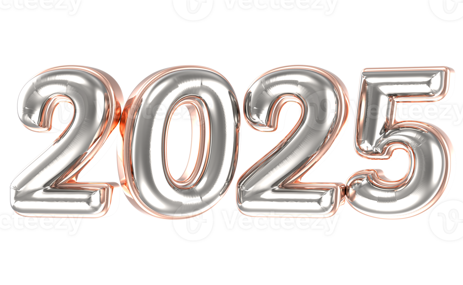 Happy New Year Number 2025 3D Render png