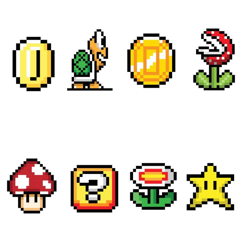 The Illustration of Vintage Game Item Pixel vector