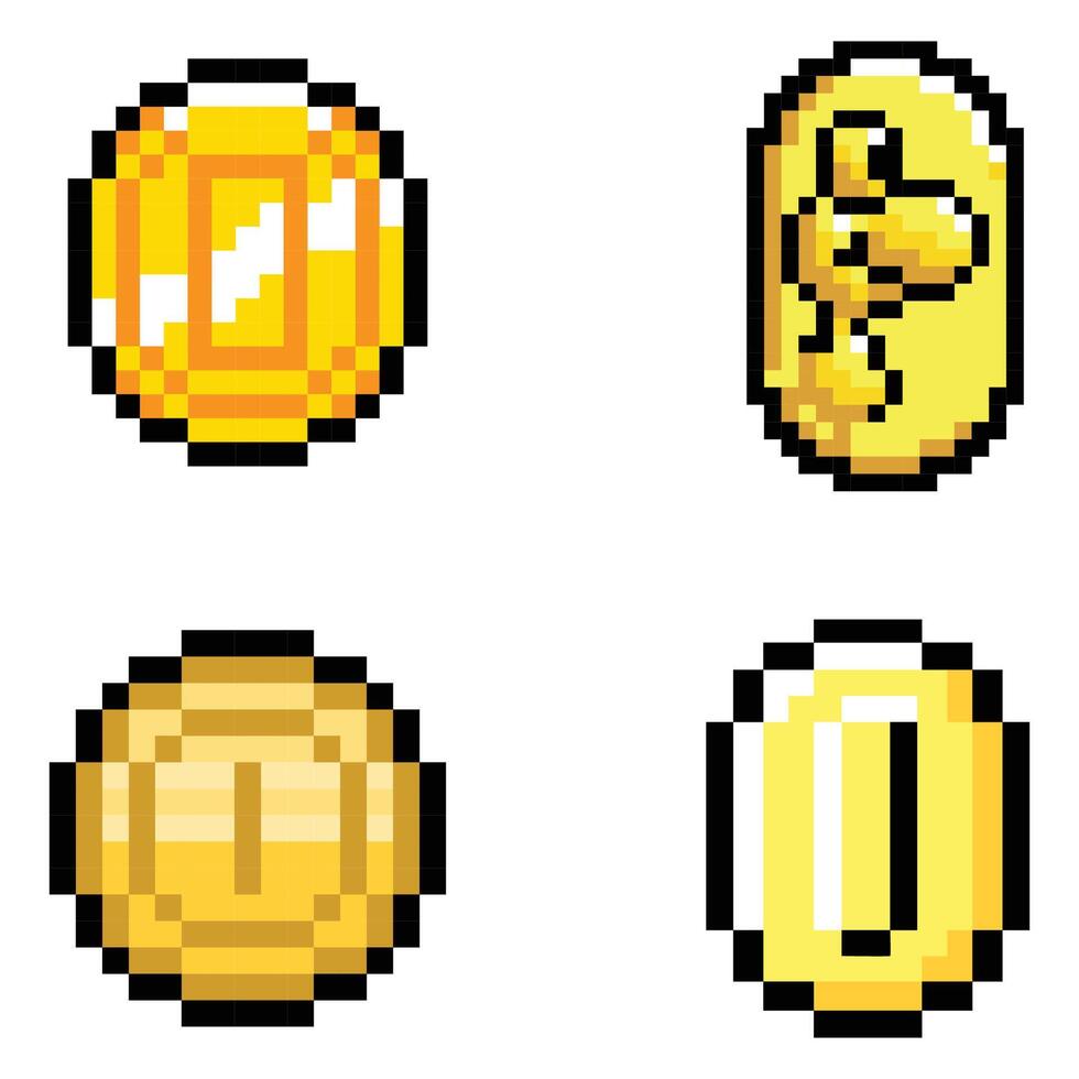 The Illustration of Gold Coin Level Up Game Pixel vector