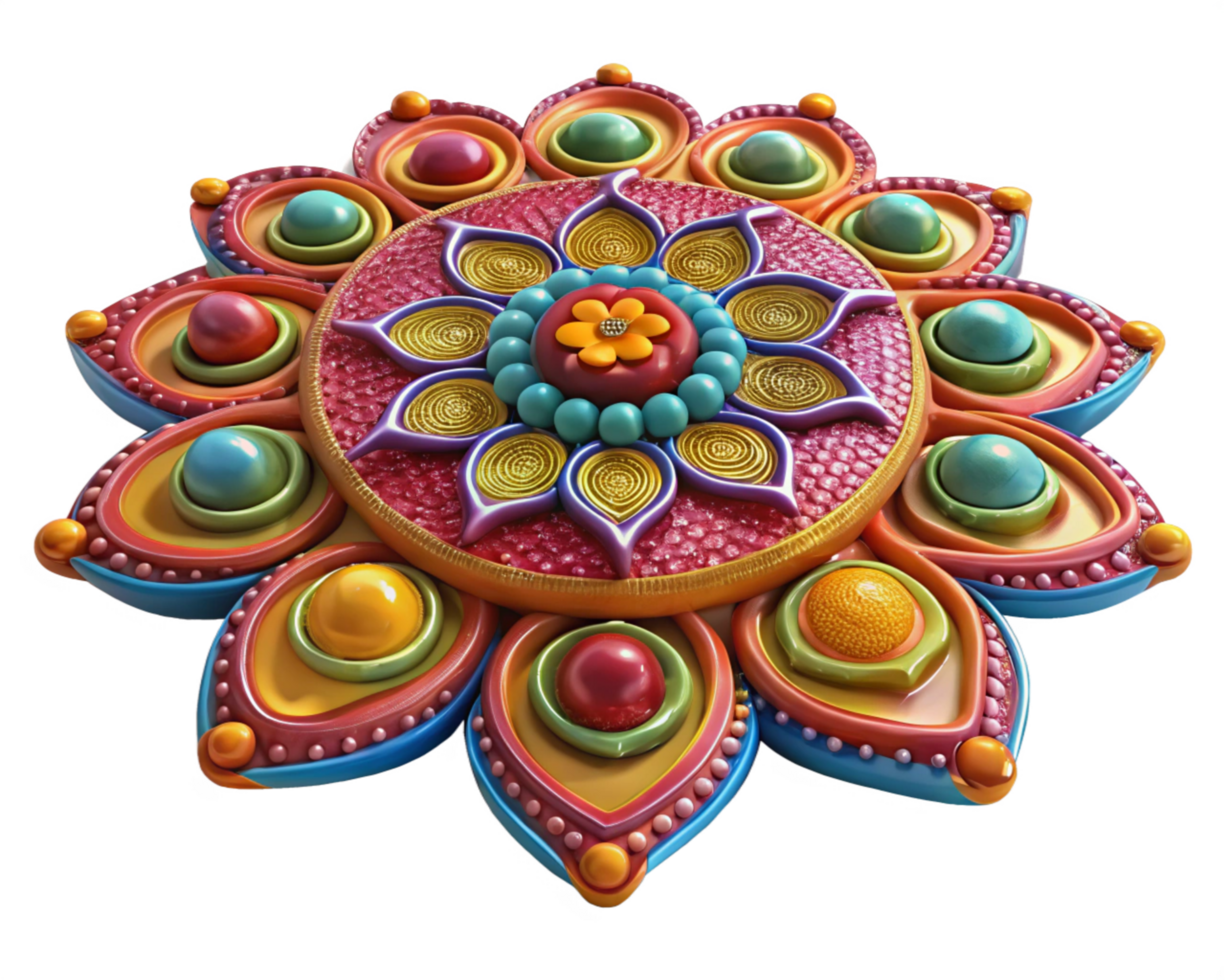 Beautiful Rangoli with Colorful Patterns and Details png
