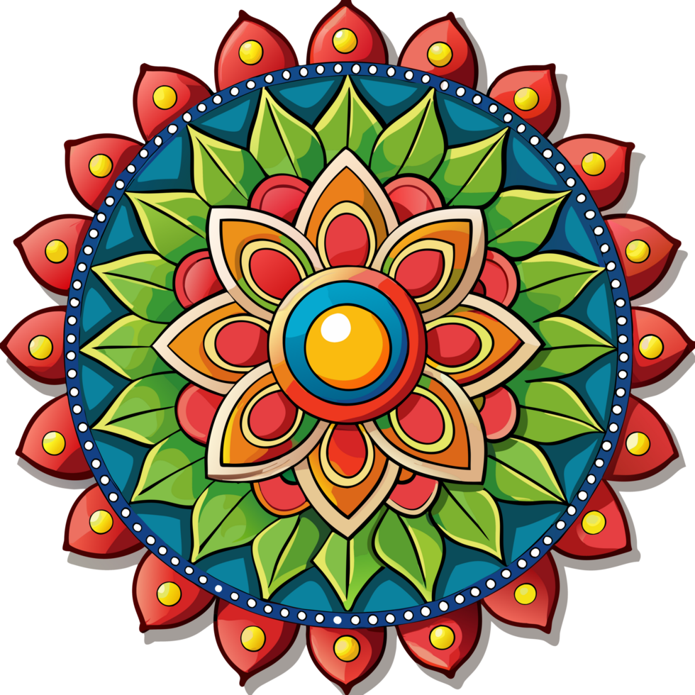 Colorful Rangoli Design with Floral Patterns png